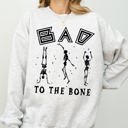 XXXL Ash Light Gray Bad To The Bone Witch Skeleton Halloween Spooky Dark Gothic Nightmare Costume Theme Sweatshirt