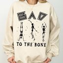 Medium Sand Bad To The Bone Witch Skeleton Halloween Spooky Dark Gothic Nightmare Costume Theme Sweatshirt