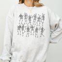 Medium Ash Light Gray Dancing Skeletons Witch Skull Halloween Costume Spooky Meme Graphic Gothic Sweatshirt