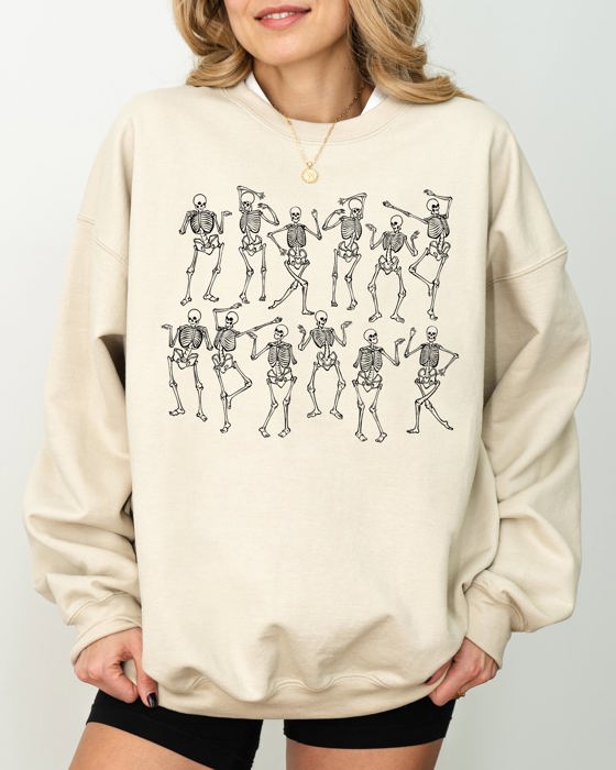 Dancing Skeletons Witch Skull Halloween Costume Spooky Meme Graphic Gothic Sweatshirt