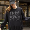 XXXL Black Dancing Skeletons Witch Skull Halloween Costume Spooky Meme Graphic Gothic Sweatshirt