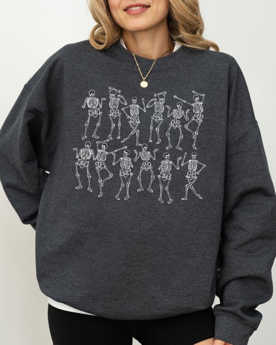 Dancing Skeletons Witch Skull Halloween Costume Spooky Meme Graphic Gothic Sweatshirt