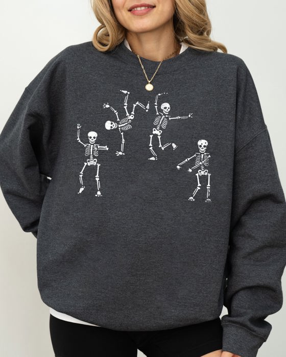 Funny Dancing Skeletons Witch Skull Halloween Meme Costume Graphic Design Sweatshirt