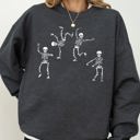 Medium Dark Gray Heather Funny Dancing Skeletons Witch Skull Halloween Meme Costume Graphic Design Sweatshirt