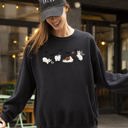 Medium Black Mini Ghost Cats Farm Witch Skull Halloween Spooky Seasonal Favorite For Halloween Lovers Graphic Sweatshirt