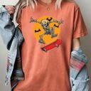  Skateboarding Skeleton Ghost Farm Witch Skull Meme Halloween Aesthetic Comfort Colors Tee