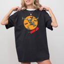 Large Black Skateboarding Skeleton Ghost Farm Witch Skull Meme Halloween Aesthetic Comfort Colors Tee