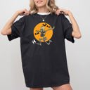 XXXL Black Football Player Skeleton Ghost Farm Witch Skull Meme Halloween Costume Comfort Colors Tee