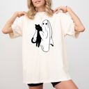 Large Ivory Cream Ghost Cat Skeleton Witch Skull Halloween Costume Design Graphic Comfort Colors Tee