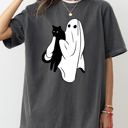 XXL Pepper Dark Gray Ghost Cat Skeleton Witch Skull Halloween Costume Design Graphic Comfort Colors Tee