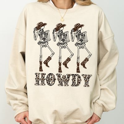 Howdy Cowboy Western Ghost Skeleton Witch Skull Meme Halloween Costume Sweatshirt