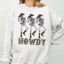 Medium Ash Light Gray Howdy Cowboy Western Ghost Skeleton Witch Skull Meme Halloween Costume Sweatshirt