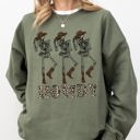 Medium Military Green Howdy Cowboy Western Ghost Skeleton Witch Skull Meme Halloween Costume Sweatshirt