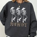 XL Dark Gray Heather Howdy Cowboy Western Ghost Skeleton Witch Skull Meme Halloween Costume Sweatshirt
