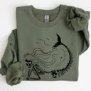 XXL Military Green Mermaid Skeleton Ghost Witch Skull Meme Spooky Halloween Costume Illustration Sweatshirt