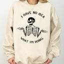 Large Sand I Have No Idea Skeleton Ghost Witch Skull Spooky Halloween Meme Costume Sweatshirt