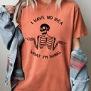 Large Yam I Have No Idea Skeleton Ghost Witch Skull Meme Halloween Costume Comfort Colors Tee