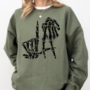 Large Military Green LA Skeleton Ghost Witch Skull Spooky Halloween Costume Mashup Design Edition Sweatshirt