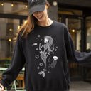 Small Black Skeleton Mermaid Ghost Witch Skull Spooky Halloween Costume Meme Graphic Sweatshirt