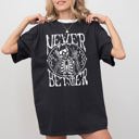 Medium Black Never Better Skeleton Peace Ghost Witch Skull Halloween Costume Comfort Colors Tee