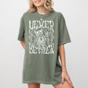 Medium Moss Dark Green Never Better Skeleton Peace Ghost Witch Skull Halloween Costume Comfort Colors Tee