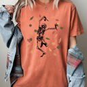  Fall Leaves Skeleton Ghost Witch Skull Spooky Halloween Costume Comfort Colors Tee