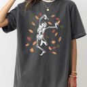Medium Pepper Dark Gray Fall Leaves Skeleton Ghost Witch Skull Spooky Halloween Costume Comfort Colors Tee