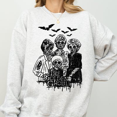 The Golden Ghouls Horror Movie Skeleton Ghost Witch Skull Meme Spooky Halloween Sweatshirt