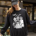 Small Black The Golden Ghouls Horror Movie Skeleton Ghost Witch Skull Meme Spooky Halloween Sweatshirt