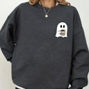 Medium Dark Gray Heather Ghost Coffee Lover Pocket Skeleton Witch Skull Meme Aesthetic Halloween Costume Sweatshirt