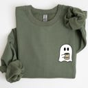 XXL Military Green Ghost Coffee Lover Pocket Skeleton Witch Skull Meme Aesthetic Halloween Costume Sweatshirt