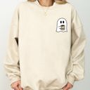 XL Sand Ghost Coffee Lover Pocket Skeleton Witch Skull Meme Aesthetic Halloween Costume Sweatshirt