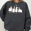 Large Dark Gray Heather Haunted Horse Ghost Farm Skeleton Witch Skull Halloween Spooky Meme Design Sweatshirt