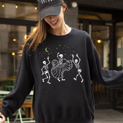 Dance Day of the Dead Skeleton Witch Skull Spooky Halloween Costume Theme Sweatshirt