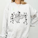 Large Ash Light Gray Dance Day of the Dead Skeleton Witch Skull Spooky Halloween Costume Theme Sweatshirt