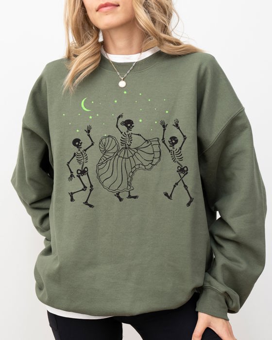 Dance Day of the Dead Skeleton Witch Skull Spooky Halloween Costume Theme Sweatshirt