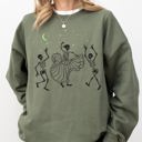 XL Military Green Dance Day of the Dead Skeleton Witch Skull Spooky Halloween Costume Theme Sweatshirt