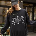 Medium Black Dance Day of the Dead Skeleton Witch Skull Spooky Halloween Costume Theme Sweatshirt