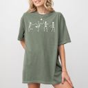 Medium Moss Dark Green Skeletons Dance Ghost Witch Skull Spooky Halloween Meme Costume Comfort Colors Tee