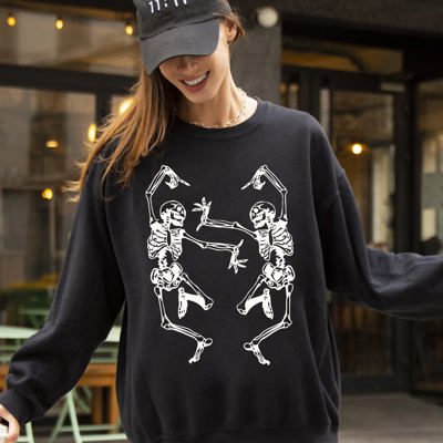 Dancing Skeletons Ghost Witch Skull Spooky Halloween Costume Party Edition Sweatshirt
