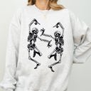Small Ash Light Gray Dancing Skeletons Ghost Witch Skull Spooky Halloween Costume Party Edition Sweatshirt