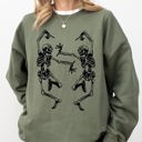 Large Military Green Dancing Skeletons Ghost Witch Skull Spooky Halloween Costume Party Edition Sweatshirt