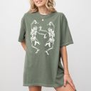 Small Moss Dark Green Dancing Skeletons Ghost Witch Skull Spooky Meme Halloween Costume Comfort Colors Tee