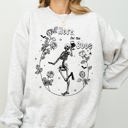 XL Ash Light Gray Here For The Boos Skeleton Ghost Witch Skull Spooky Aesthetic Meme Halloween Costume Sweatshirt