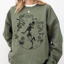 Large Military Green Here For The Boos Skeleton Ghost Witch Skull Spooky Aesthetic Meme Halloween Costume Sweatshirt