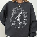 Small Dark Gray Heather Here For The Boos Skeleton Ghost Witch Skull Spooky Aesthetic Meme Halloween Costume Sweatshirt