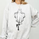 XXXL Ash Light Gray Western Ghost Cowboy Skeleton Witch Skull Spooky Aesthetic Meme Halloween Sweatshirt