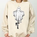 XL Sand Western Ghost Cowboy Skeleton Witch Skull Spooky Aesthetic Meme Halloween Sweatshirt