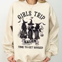 XL Sand Girls Trip Salem Skeleton Witch Skull Halloween Spooky Meme Graveyard Goth Party Ready Sweatshirt
