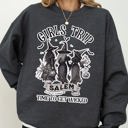 Medium Dark Gray Heather Girls Trip Salem Skeleton Witch Skull Halloween Spooky Meme Graveyard Goth Party Ready Sweatshirt